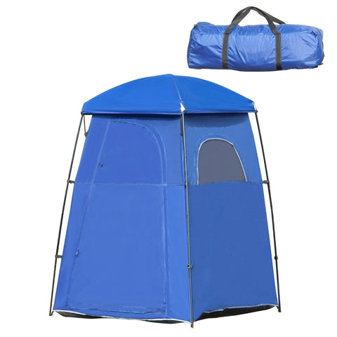 Rootz Shower Tent - Tent - Beach Shower Tent - With Window - Floor Mat & Carry Bag - Steel/Oxford Cloth/Fiberglass - Blue - 1.7 x 1.7 x 2.2cm