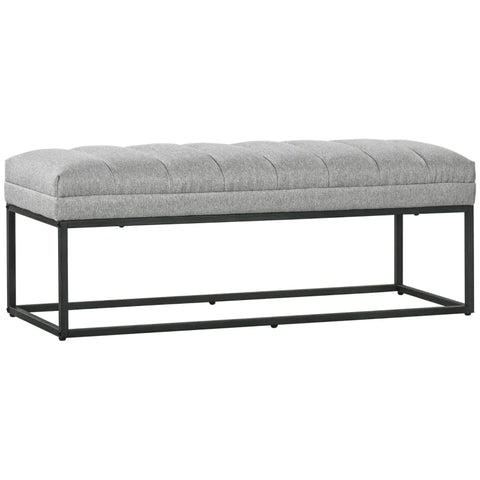 Rootz Industrial Design Bench - Bed Bench - Living Room - Home Furniture - Seating Solution - Linen Fabric - Metal Legs - Pink + Black - 120L x 44W x 45.5H cm