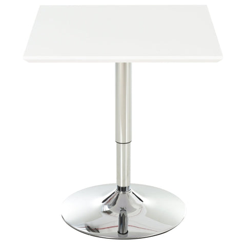 Rootz Bar Table - Bistro Table Pub - Height-Adjustable - Square Bar Table - Steel - White - 60 x 60 x 69-92 cm