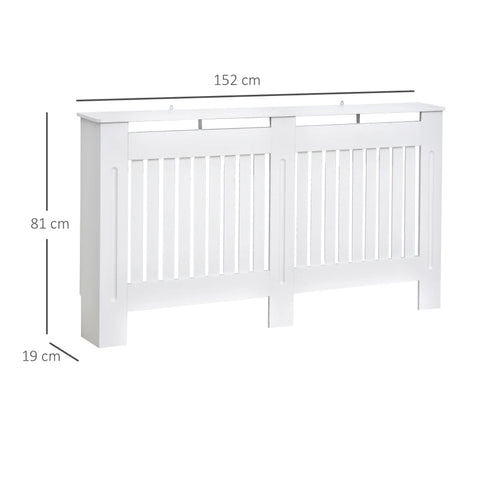 Rootz Radiator Cover - Heating Cover - Decorative Radiator Cover - MDF - White -  L152 x W19 x H81 cm