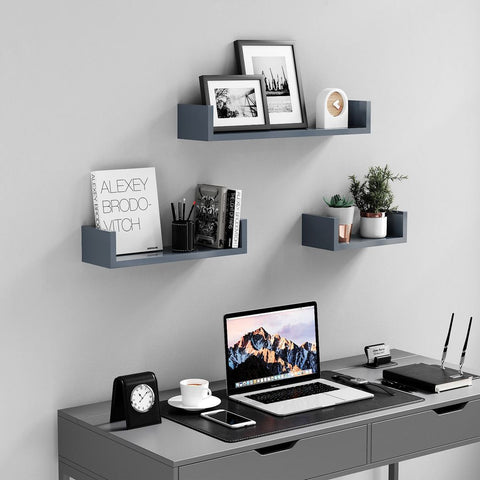 Rootz U-shaped Wall Shelves - Versatile - Built To Last - Designed For Photos - Fittings Bag - Children's Books - 3 Glossy - E1 Class MDF-high Gloss Lacquer - White - 30 x 10 x 15 cm