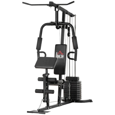 Rootz Multi-exercise Gym Station - 45 Kg Weight Block - Full Body Workout - Steel - Black - 180 x 108 x 200 cm