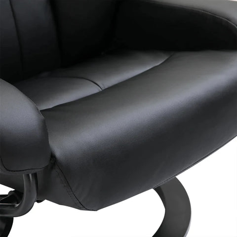 Rootz Massage Chair - Footstool - 10 Vibration Points - 145° Adjustable Backrest - Elegant+smooth - Faux Leather - Black - 76L x 80W x 102H cm