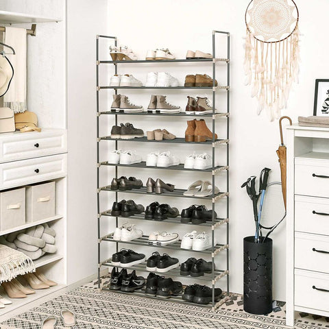 Rootz DIY Shoe Rack - Shoe Stand With 10 Shelves - Robust And Durable - Versatile - 10-tier Shoe Organizer - DIY Shoe Storage - Gray - 92 x 194 x 30 cm (W x H x D)