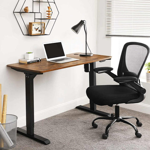 Rootz Electric Desk - Height-Adjustable Desk - Electric Desk Stand - Gaming Desk - Gaming Electric Desk - Vintage Brown-Black - 120 x 60 x (73-114) cm