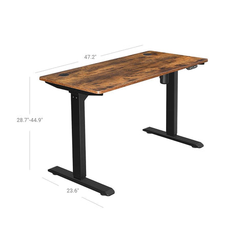 Rootz Electric Desk - Height-Adjustable Desk - Electric Desk Stand - Gaming Desk - Gaming Electric Desk - Vintage Brown-Black - 120 x 60 x (73-114) cm