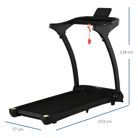 Rootz Treadmill - Electric Treadmill - Foldable Treadmill - With Mobile Phone Holder - Black - 153L x 77W x 124H cm