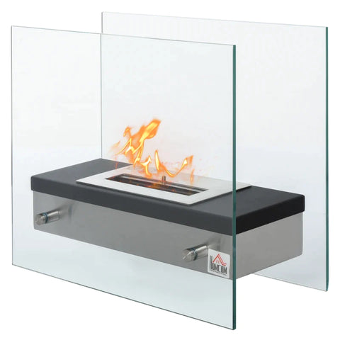 Rootz Bio Fireplace - Ethanol Fireplace - Bio Ethanol Burner - Burning Time No Smoke - Stainless Steel - 47 x 20 x 40 cm