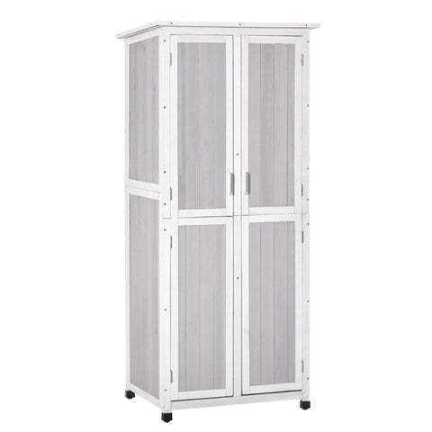 Rootz Storage Shed - Garden Shed - Tool Shed - Garden Tool Shed - Fir Wood - Gray/White - 77 x 58 x 175cm