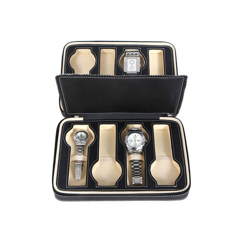 Rootz Watch Case - Watch Storage Case - Watch Display Case - Watch Box Case - Watch Travel Case - Watch Organizer Case - Watch Collector Case - Luxury Watch Case - Black - 24.5 x 18 x 5.5cm