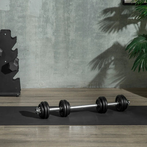 Rootz Dumbbell Set 30 Kg - Barbell & Dumbbell - 12 Weight Plates - For Strength Training - Fitness - Black