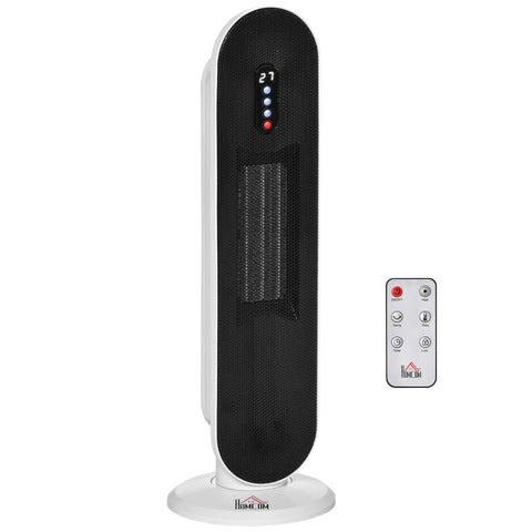 Rootz Heater - Fan - Heater Fan - 24h Hour Timer - 2000w - 2 Modes Oscillation - Metal - White + Black - 21 x 21 x 63.5 cm