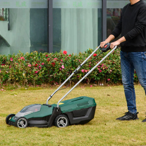 Rootz Lawn Mower - Electric Lawn Mower - Cordless Lawn Mower - Plastic/Steel - Black/Green - 120 x 38 x 98 cm