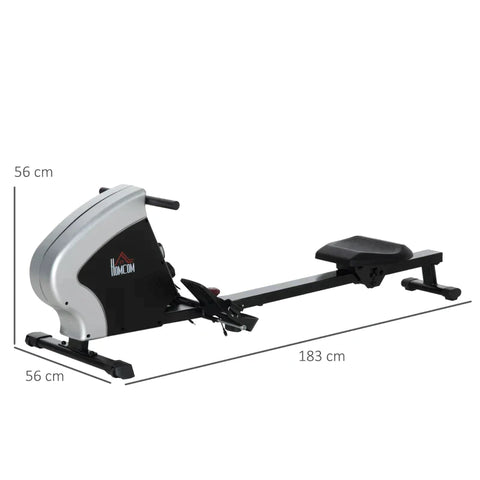 Rootz Rowing Machine - Foldable - With Magnetic Brake System - Sports Equipment - At Home Rowing Machine - 8 Resistance Levels - Steel/ABS - Black - 183 x 56 x 56 cm