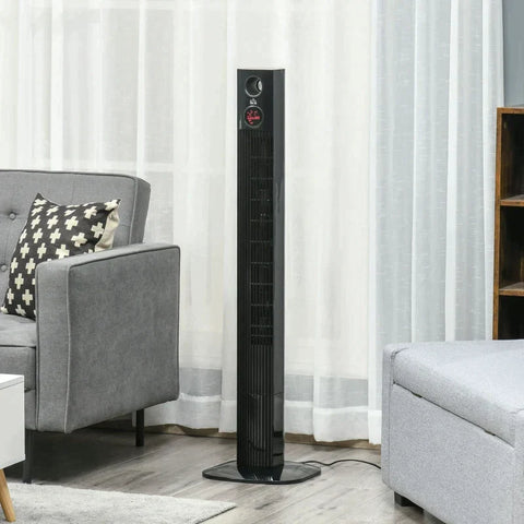 Rootz Tower Fan - Column Fan - Pedestal Fan - With Remote Control - Aroma Diffuser Timer Function - 3 Ventilation Levels - 45w - Black - 31.5 x 31.5 x 117 cm