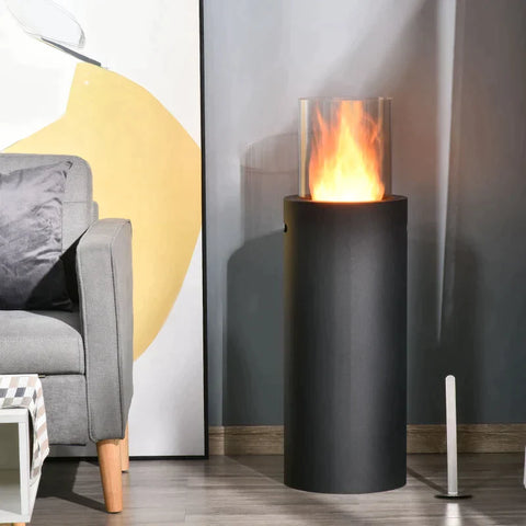 Rootz Ethanol Fireplace - Bio-ethanol Burner - Burning Time No Smoke - Tempered Glass - Black - 30 x 30 x 94 cm