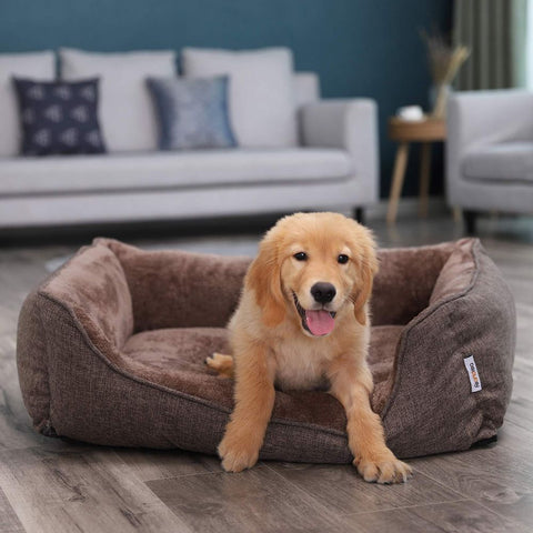 Rootz Washable Dog Bed - Reversible Cushion - Wonderfully Cozy - Animal-friendly Materials - Sleeping Place - Dog Sofa - Oxford Fabric-polypropylene Filling - Brown - 90 x 25 x 75 cm (W x H x D)