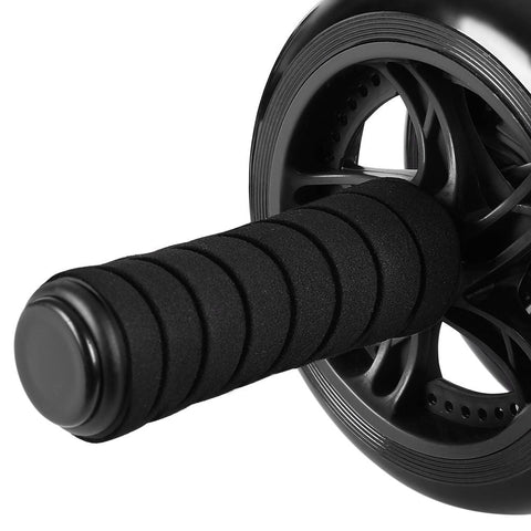 Rootz Non-slip Belly Roller - Abdominal Roller With Knee Mat - Core Training Roller With Grip - Stable Belly Exercise Wheel - Fitness Belly Roller - Plastic - Black - 32 x 14.5 cm (L x H)