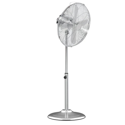 Rootz Pedestal Fan - Fan - Height-adjustable Fan - 3 Speed Levels - Adjustable Tilt Angle - Steel - Silver