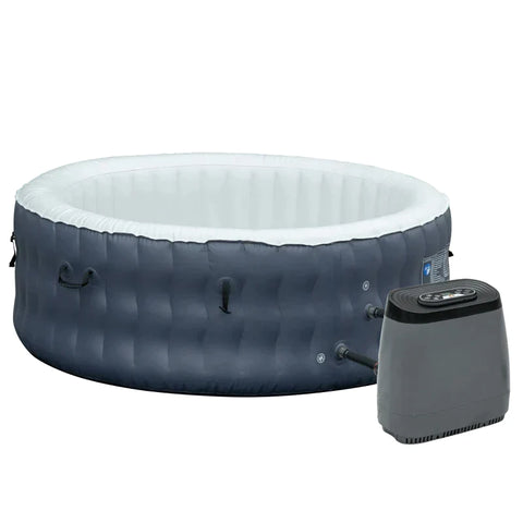 Rootz Jacuzzi - Spa Pool - Inflatable Jacuzzi For 4 People - Dark Blue + White - 180L x 180W x 68H cm