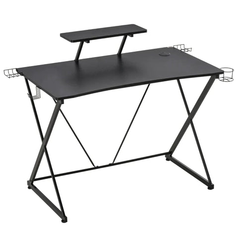 Rootz Gaming Desk - Gaming Table - Computer Desk - Writing Table - Black - 106 cm x 60 cm x 93.5 cm