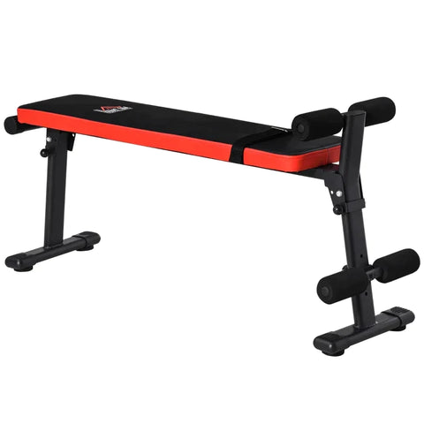 Rootz Sit Up Bench - Foldable Sit Up Bench - Weight Bench - Training Bench - Multi-Purpose Weight Bench - Black/Red - 125 x 35 x 60 cm
