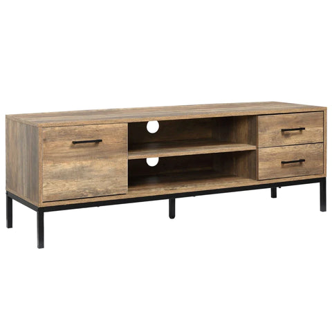 Rootz Tv Stand - Industrial Design - Cabinet Compartment - 2 Shelves - 2 Drawers - Brown - 132 x 39 x 45.5 cm
