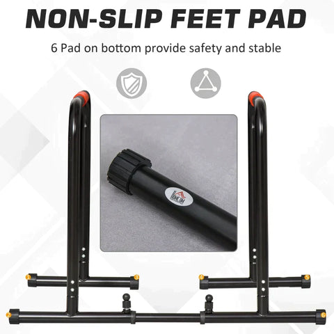Rootz Dip Stand - Dip Bars - Push Up Dip Station - Adjustable Fitness - Black - 94-102 x 62 x 73 cm