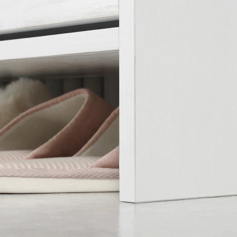 Rootz Shoe Cabinet - 3 Tilting Compartments - 12 Pairs Of Shoes - Adjustable Shelves - MDF - Natural + White - 60L x 24W x 120H cm