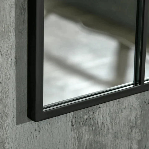 Rootz Window Mirror - Wall Mirror - With Metal Frame - Living Room - Bedroom - Dining Room - Black - 91 cm x 2 cm x 60 cm