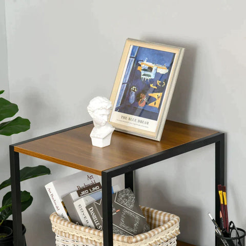 Rootz Desk - Industrial Style Desk - Home Office Computer Desk - Pc Table - Study Writing Table - With Storage Shelf Drawer - Steel/Chipboard - Black/Light Hazel - 140W x 50D x 110H cm