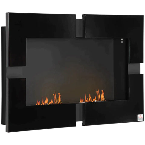 Rootz Ethanol Fireplace - Bioethanol Fireplace - Wall Fireplace - Black - 48 x 18 x 48 cm