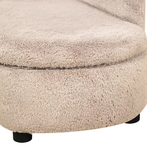 Rootz Pet Sofa for Cats and Dogs - Hidden Storage - Heavy Duty Cover - Eucalyptus Wood - Velvet - Beige - 80 x 40 x 46 cm