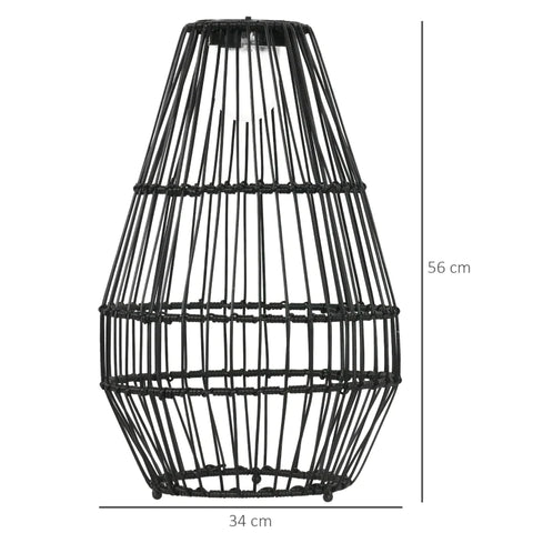 Rootz Outdoor Light - Garden Lamp - Solar Powered - 8h Burn Time - Automatic Switch-on - Rattan Look - Black - 34 x 34 x 56 cm