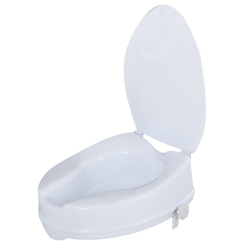 Rootz Raised Toilet Seat - Toilet Attachment - Toilet Raiser - Toilet Seat Raiser - With Lid - White - 35 x 40 x 16 cm