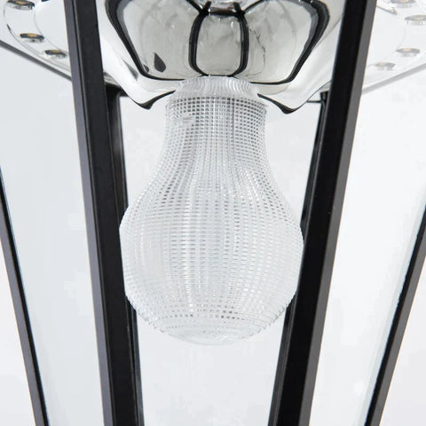 Rootz Garden Lamp Post Light - Solar Garden Lantern - Outdoor LED Solar Light - Outdoor Post Light - Aluminium - Tempered Glass - Black - 22 x 22 x 194 cm