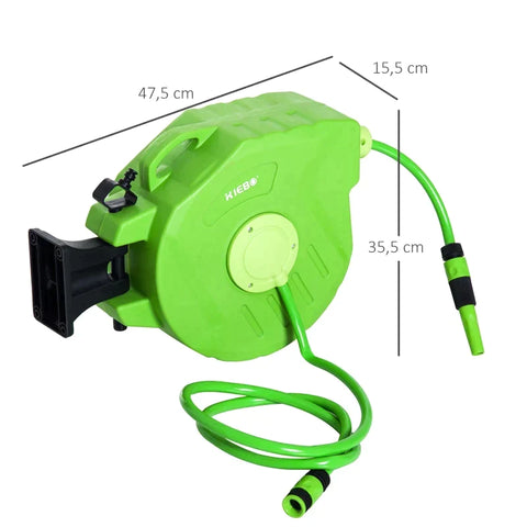 Rootz Hose Reel - 20+2m Hose Reel - Automatic Swiveling - Compressed Air Garden - 180 ° Swivel - Compressed Air Hose - Green