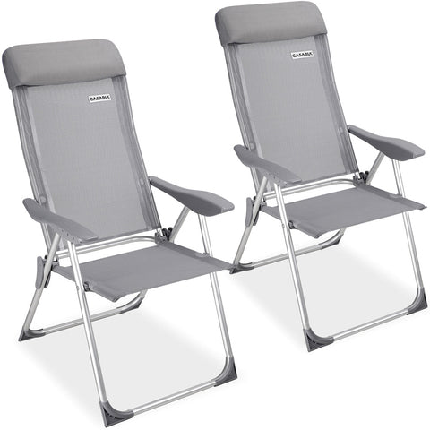 Rootz Garden Chair - Folding Chair - Adjustable Backrest - Ultralight - Set of 2