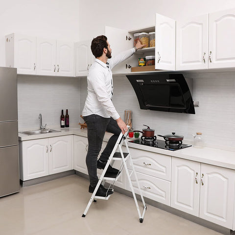 Rootz Household ladder - Household ladder with 3 steps - foldable - 150 kg load capacity