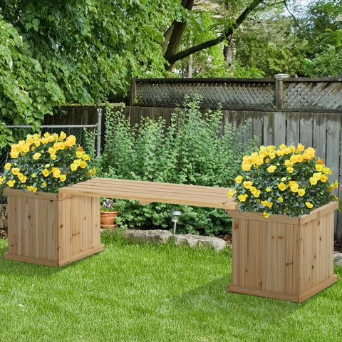 Rootz Garden Bench - With Planter - Wooden Garden Planter & Bench - Plant Box - 176 cm x 38 cm x 40 cm