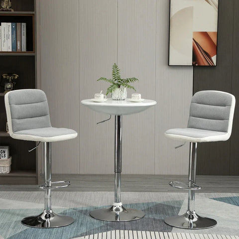 Rootz Bar Table - Modern Dining Table - Height-adjustable Bistro Table - Bar Table - Counter Table - Desk - Round Metal - ABS Paint - White - Diameter 61 x 76-97 cm