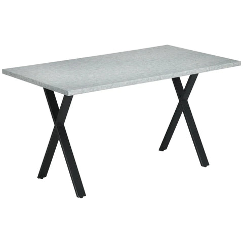 Rootz Dining Table - Kitchen Table - Stone Look Table Top - Steel Legs - MDF - Gray + Black - 140 x 80 x 76 cm