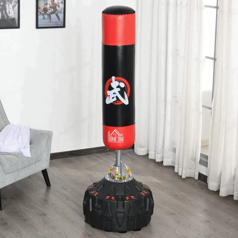 Rootz Punching Bag - Boxing Training - Boxing Stand - Punch Stand - Boxing Assistant - Black/Red - 60x60x180 cm