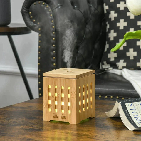 Rootz Aroma Diffuser - With A Bamboo Housing - 10.2 cm x 10.2 cm x 13 cm