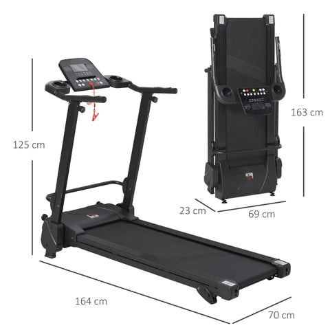 Rootz Treadmill - Electric - Steel - Fitness Equipment - LCD Display - Black - 164 x 70 x 125 cm