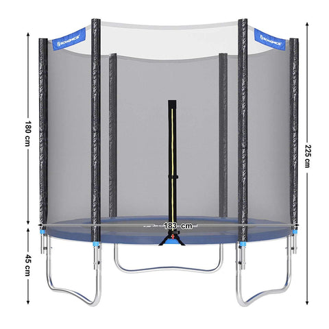 Rootz Trampoline With Safety Net - Trampolines - Garden - Black/Blue - Ø 183