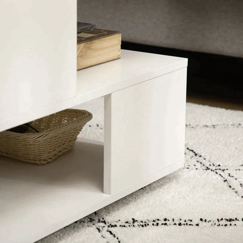 Rootz Side Table - Bedside Table - Coffee Table - Modern Design - 3 Storage Levels - Chipboard - White - 60 x 60 x 45cm
