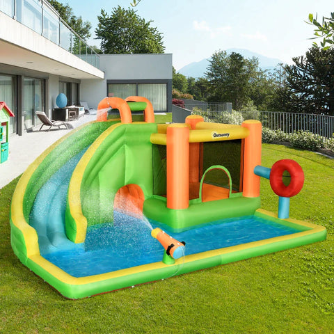 Rootz Inflatable Bouncy Castle With Slide - Bouncy Corner - 2 Water Pools - Punching Bag - Multicolored - 478 x 440 x 210cm
