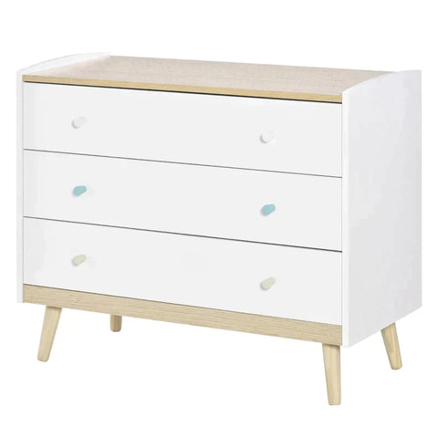 Rootz Children's Chest - Kids Cupboard - Baby Cabinet - Chest - 3 Drawers - White