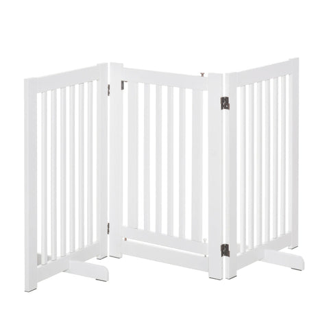 Rootz Wooden Barrier - Free Standing Dog Gate - Door Gate - Adjustable Dog Gate - Foldable Stair Gate - White - 155 x 1.5 x 76 cm